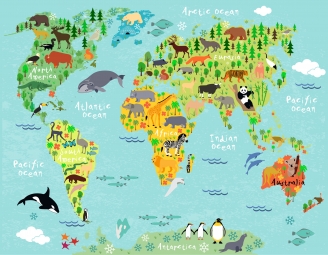  Carte magnétique du monde, pour les enfants, les animaux