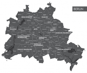  Carte magnétique de Berlin, illustré, gris