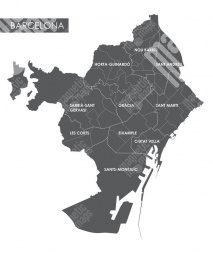  Carte magnétique de Barcelone, illustré, gris