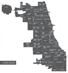  Carte magnétique de Chicago, illustré, gris