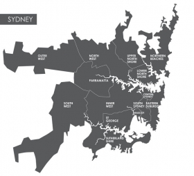  Carte magnétique de Sydney, illustré, gris