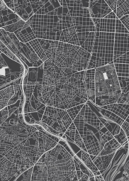  Carte magnétique de Madrid, illustré, noir et blanc