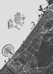  Carte magnétique de Dubaï, illustré, noir et blanc