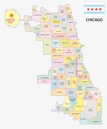  Carte magnétique de Chicago, administrative, COLOREE