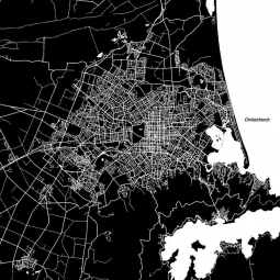  Carte magnétique de Christchurche, illustré, noir et blanc