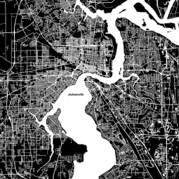  Carte magnétique de Jacksonville, illustré, noir et blanc