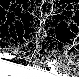  Carte magnétique de Gênes, illustré, noir et blanc