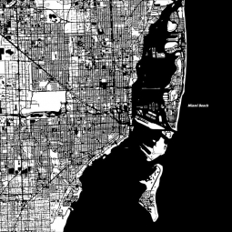  Carte magnétique de Miami, illustré, noir et blanc
