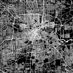  Carte magnétique de Houston, illustré, noir et blanc