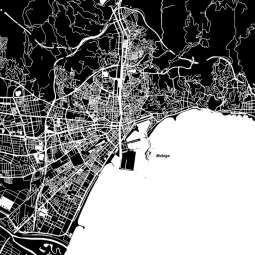  Carte magnétique de Malaga, illustré, noir et blanc
