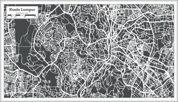 Carte magnétique de Kuala Lumpur, illustré, noir et blanc