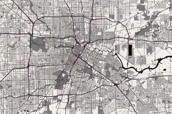  Carte magnétique de Houston, illustré, noir et blanc