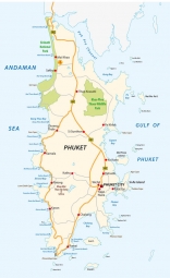  Carte magnétique de Phuket, DETAILLEE, COLOREE