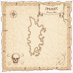  Carte magnétique de Phuket, vintage, beige