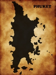  Carte magnétique de Phuket, illustré, vieux