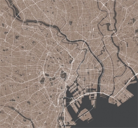  Carte magnétique Tokyo, illustré, beige