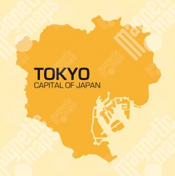  Carte magnétique Tokyo, illustré, orange