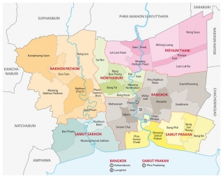  Carte magnétique DE BANGKOK, administrative, COLOREE