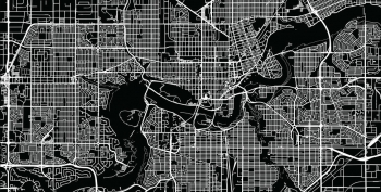  Carte magnétique d'Edmonton, illustré, noir