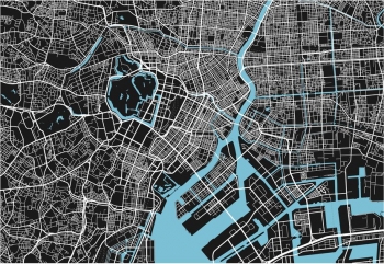  Carte magnétique Tokyo, illustré, noir et blanc