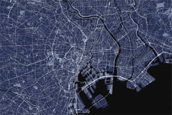  Carte magnétique Tokyo, illustré, blanc bleu