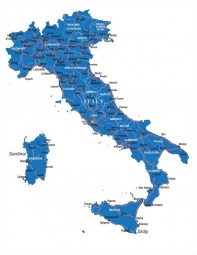  Carte magnétique de l'Italie, administrative, bleu
