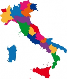  Carte magnétique de l'Italie, illustré, COLOREE