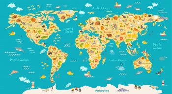  Carte magnétique du monde, pour les enfants, les animaux