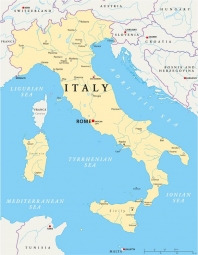  Carte magnétique de l'Italie, politique, COLOREE