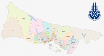  Carte magnétique d'Istanbul, administrative, COLOREE