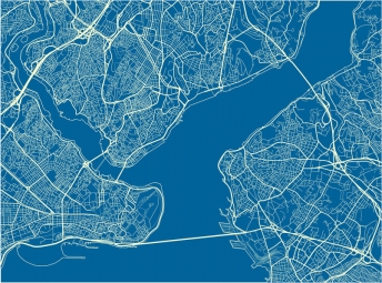  Carte magnétique d'Istanbul, illustré, bleu