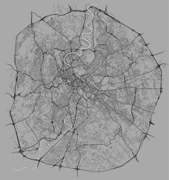  Carte magnétique de Rome, illustré, gris