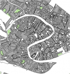  Carte magnétique de Venise, illustré, gris vert