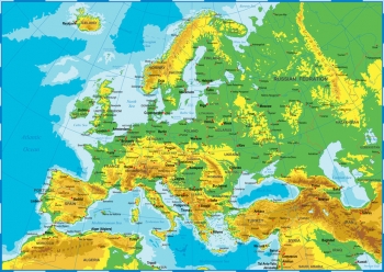  Carte magnétique de l'Europe, géographique, COLOREE