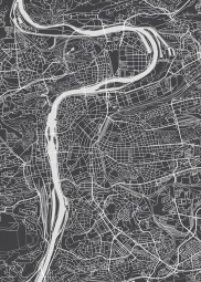  Carte magnétique de Prague, illustré, noir et blanc