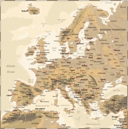 Carte magnétique de l'Europe, géographique, COLOREE