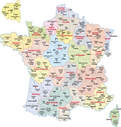  Carte magnétique France, administrative, COLOREE