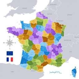  Carte magnétique France, illustré, COLOREE