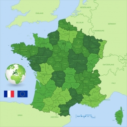  Carte magnétique France, illustré, vert
