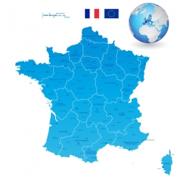  Carte magnétique France, illustré, bleu