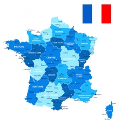  Carte magnétique France, illustré, bleu