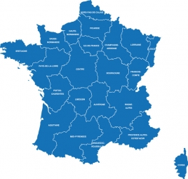  Carte magnétique France, illustré, bleu
