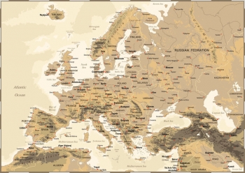  Carte magnétique de l'Europe, géographique, COLOREE