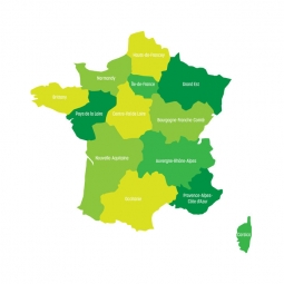 Carte magnétique France, illustré, vert-jaune