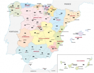  Carte magnétique de l'Espagne, Code postal, COLOREE