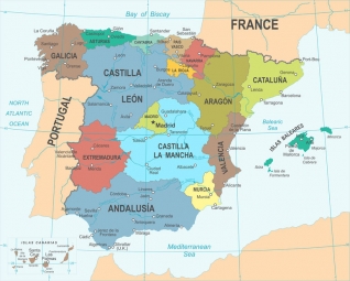 Carte magnétique de l'Espagne, illustré, COLOREE