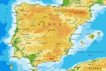  Carte magnétique de l'Espagne, géographique, COLOREE