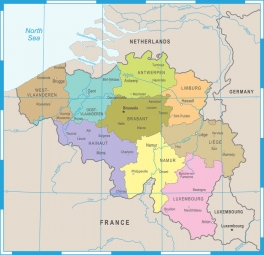  Carte magnétique de Belgique, illustré, COLOREE