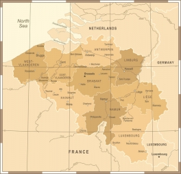  Carte magnétique de Belgique, vintage, beige