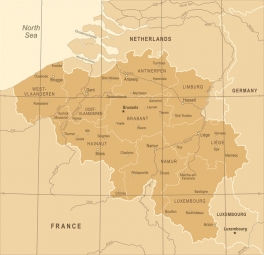  Carte magnétique de Belgique, vintage, beige